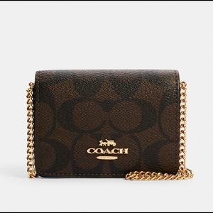 Coach Mini Wallet On A Chain In Signature Canvas